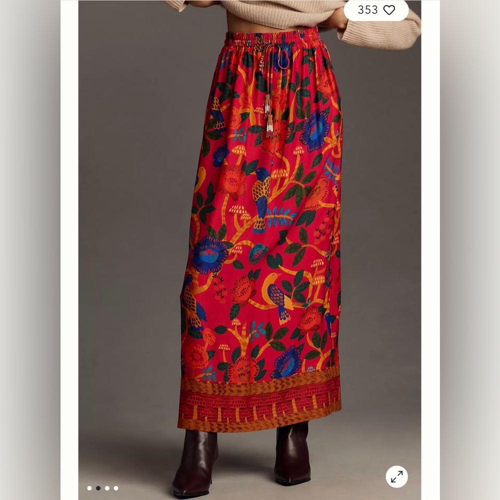 NWT farm Rio printed red maxi skirt XS